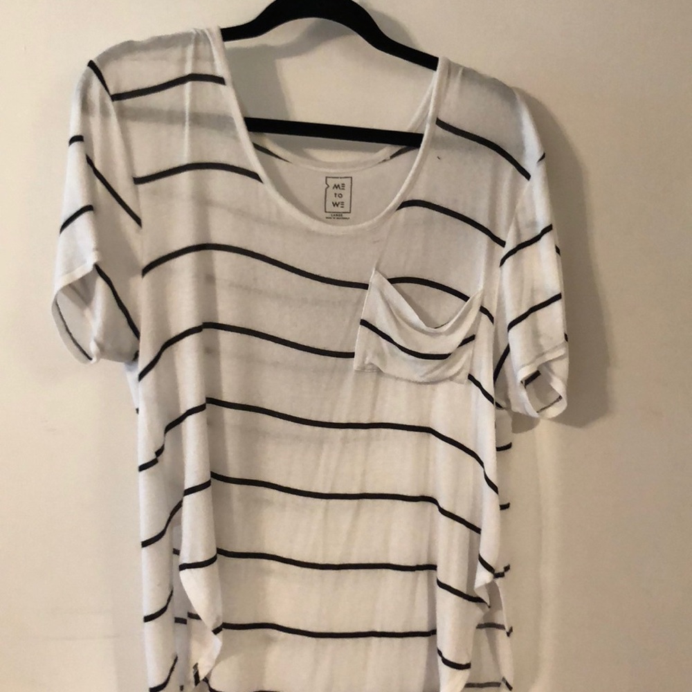 Black and white stripped T